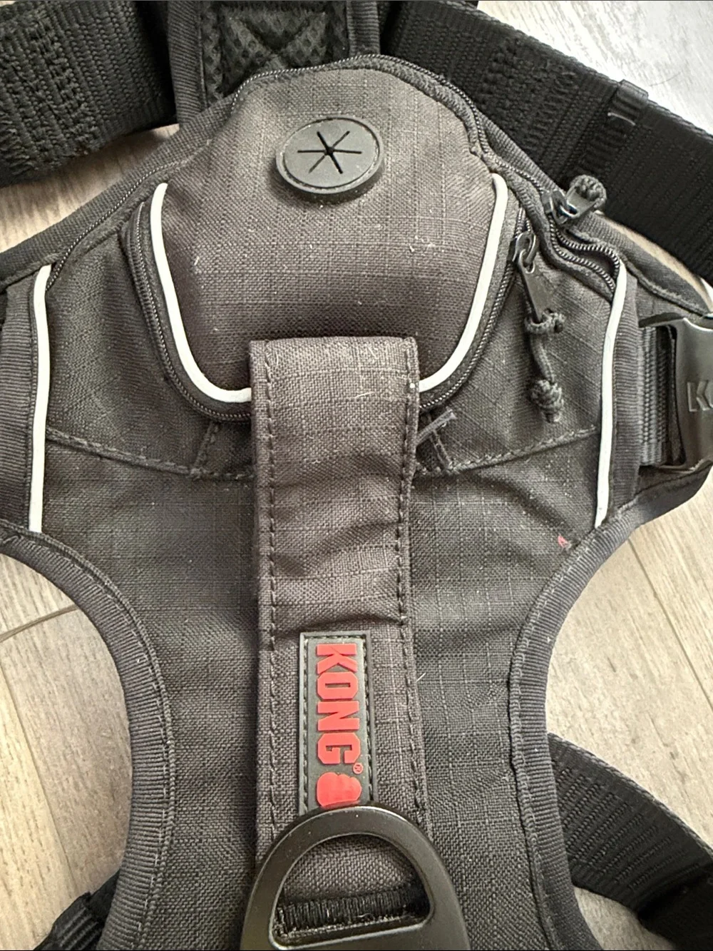 Kong Black Reflective Dog Poop bag Harness with Front D-Ring size XL